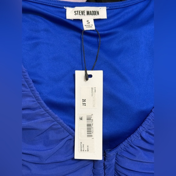 Steve Madden Royal Blue Ruched Blouse - Picture 4 of 5